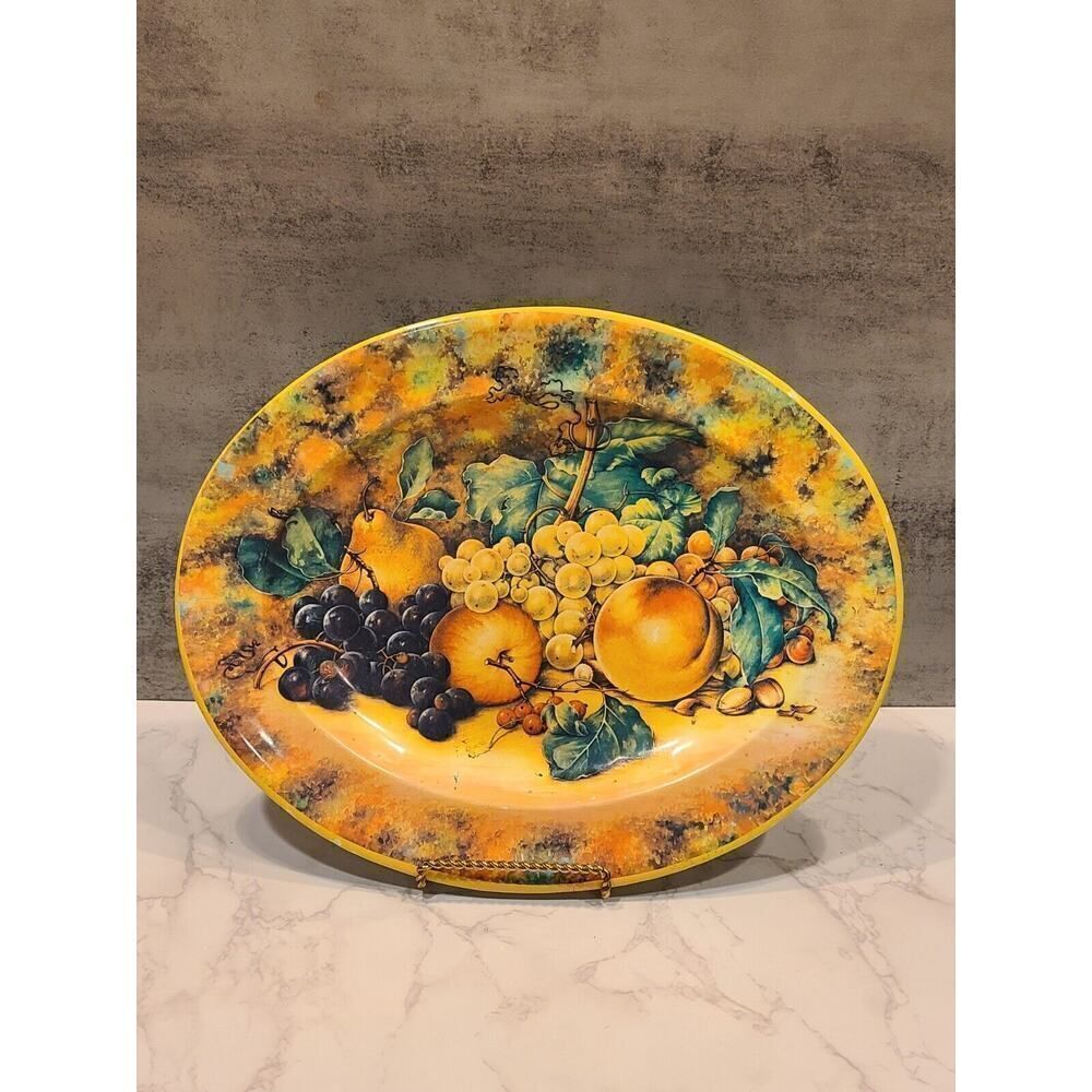 Vintage Daher Decorated Ware Tin Fruit Oval Serving Platter 13" x 10.5" England